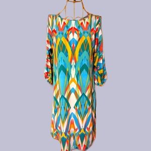 Calvin Klein Abstract Slit Sleeve Dress